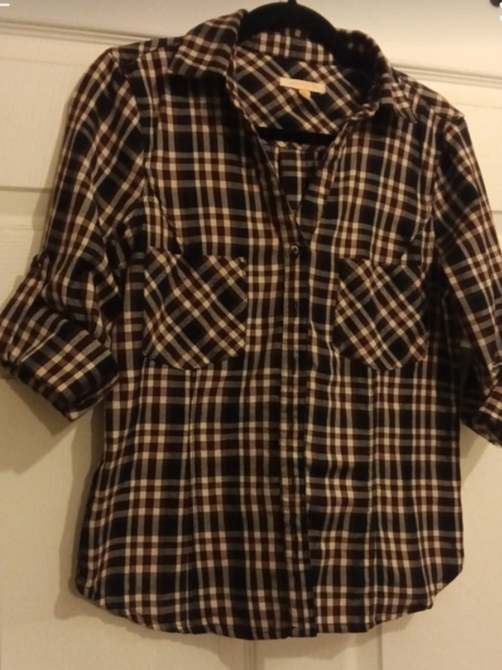 Skies Are Blue Plaid Button-Down Shirt - Black & Brown